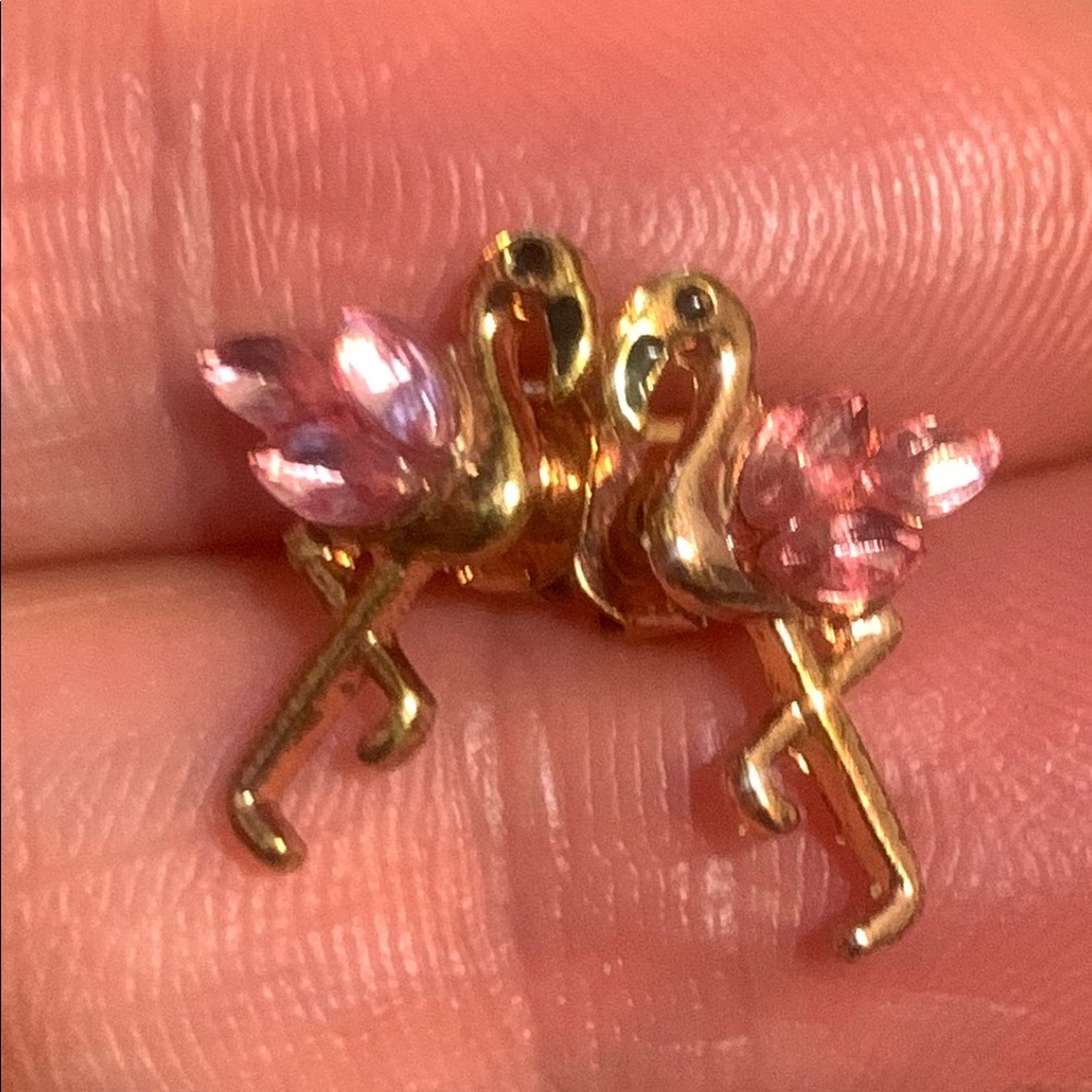 Rose Gold Flamingo Earrings with Pink Accents